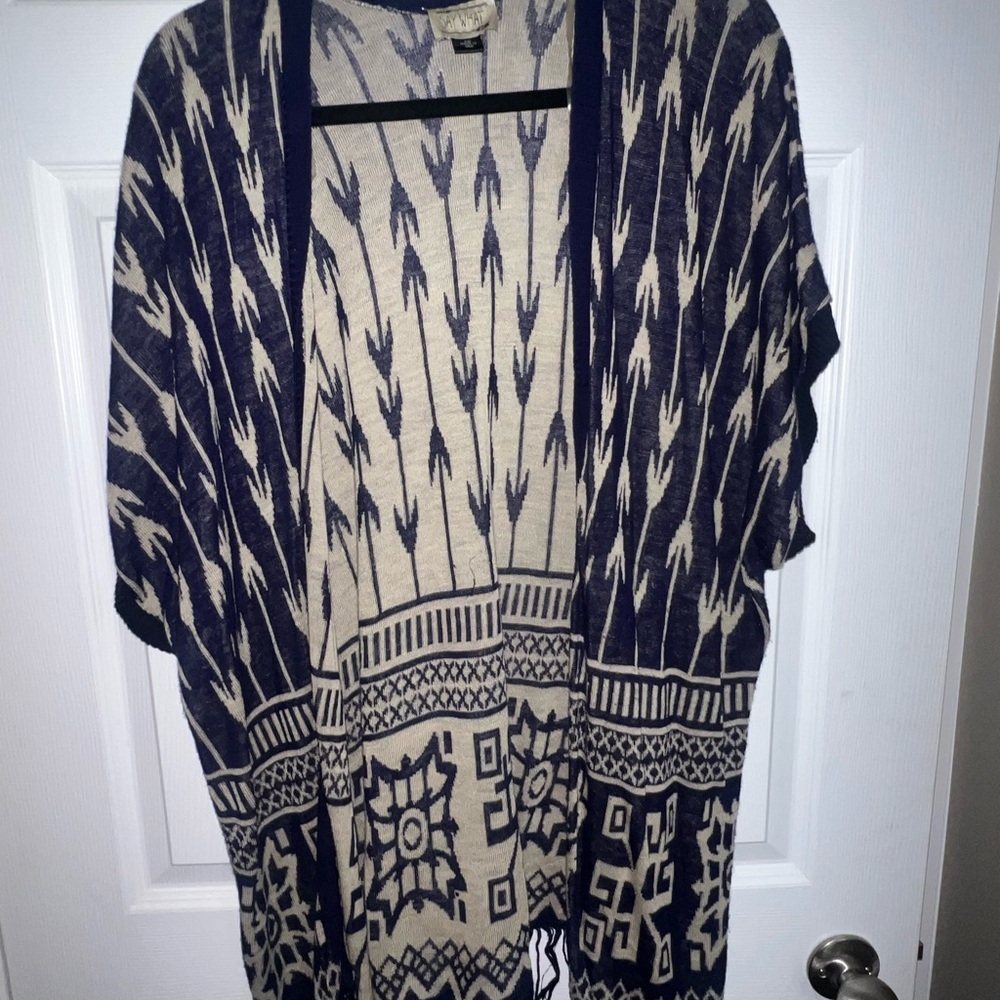 Say What? Navy and Cream Knit Top